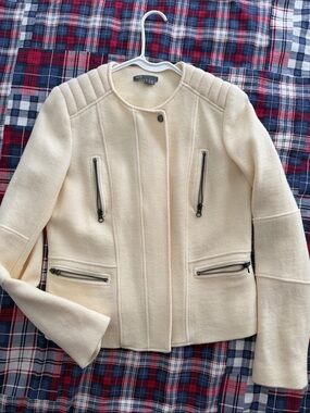 Vince Cream Zip-Accent Structured Jacket